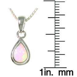 Sterling Silver Lab Created White Opal Teardrop Necklace   