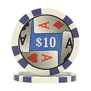 100 4 Aces Poker Chips   $10 