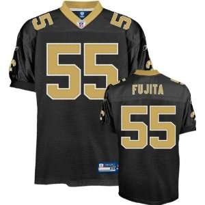 Scott Fujita Jersey Reebok Authentic Black #55 New Orleans Saints 