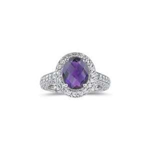  1.38 Cts Diamond & 2.40 Cts Amethyst Ring in 18K White 