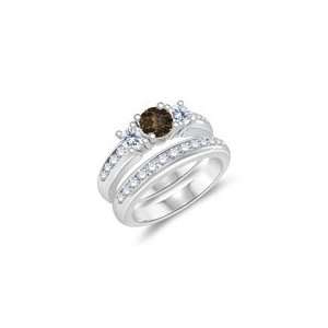  1.27 Cts Brown & White Diamond Engagement Wedding Ring Set 