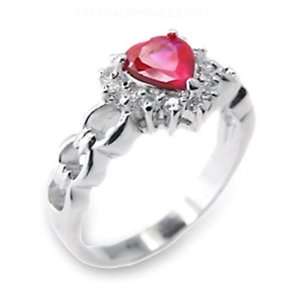  Ruby Heart CZ Ring SZ 8 Jewelry