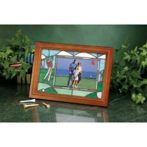  Tiffany Stained Glass Horizontal Male Golfer Frame Sports 