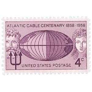 1112   1958 4c Atlantic Cable Centenary Postage Stamp Numbered Plate 