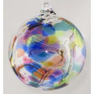  Blown Glass Witch Ball 4 Inches   Rainbow