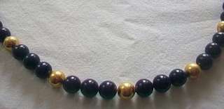 Napier Navy Blue Gold Bead Necklace 24  