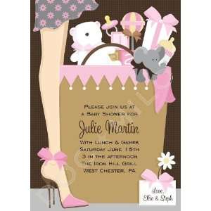 Pink Stiletto Baby Bag Shower Invitation