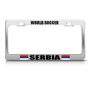  Serbia Serbian Flag World Soccer Metal license plate frame 
