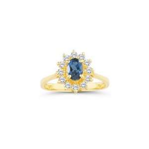  0.48 Cts Diamond & 2.95 Cts London Blue Topaz Ring in 18K 