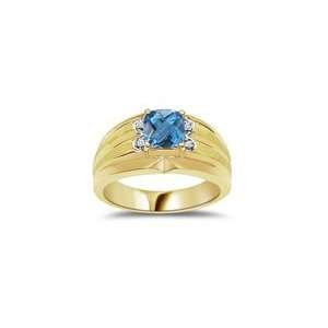  0.02 CT 6MM CHECKER BLUE TOPAZ MENS RING 7.0 Jewelry