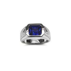  0.015 CT 9X7 EMERALD CREATED SAPPHIRE MENS RING 5.0 