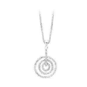  Sterling Silver Cubic Zirconia Concentric Circle Pendant 