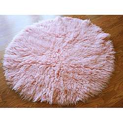   Pink Flokati New Zealand Wool Shag Rug (5 Round)  
