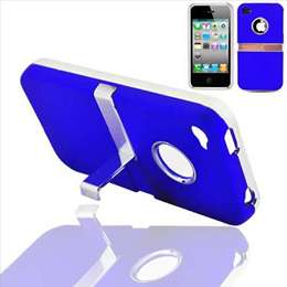 Blue kickstand Hard Case Snap On Cover For Apple iPhone 4S Sprint 