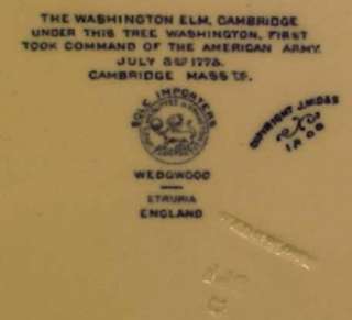 Vintage THE WASHINGTON ELM CAMBRIDGE BLUE TRANSFERWARE PLATE