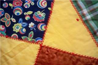 Antique Chicken Foot Stitch Crazy Quilt A+++ Amazing Stitching/Colors 