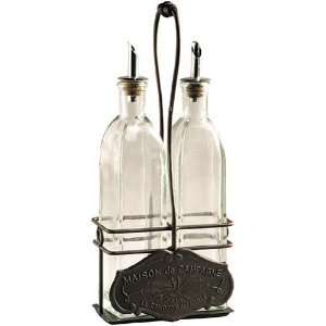  Wire Oil Bottle Basket and Bottles