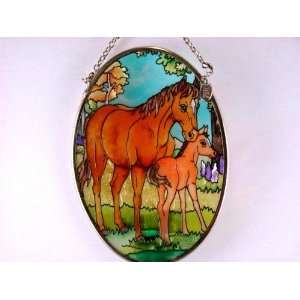   Horse and Foal Design, 3 1/4 Inch by 4 1/4 Inch Oval