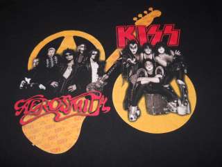 vintage AEROSMITH KISS SUPER ROCK TOUR 2003 BLACK 2 SIDED t shirt MEN 