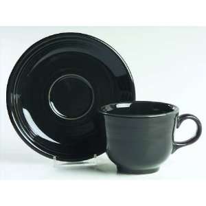   Fiesta Black (Newer) Flat Cup & Saucer Set, Fine China Dinnerware