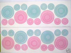 WALL SAFE STICKERS LARGE/SMALL PINK & BLUE CIRCLES *NEW  
