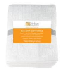 NEW MU KITCHEN BAR MOP DISH TOWELS 100% SUSTAINABLE WHITE COTTON SET 