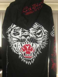 AWESOME ED HARDY CHRISTIAN AUDIGIER TIGER ZIP UP SWEATER HOODIE HOODY 