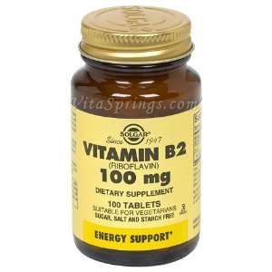 SOLGAR VITAMIN B2 100mg. [100 Tablets] Energy Support.  