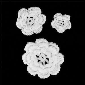  Riley Blake Sew Together Crochet Flowers 3pk White By The 