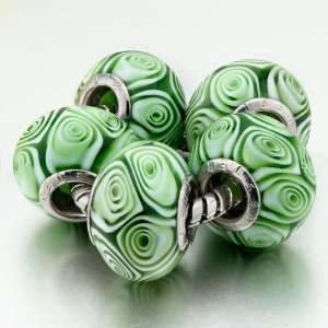 Circle Rose Pattern Murano Glass Beads Fit Pandora Charms (include 