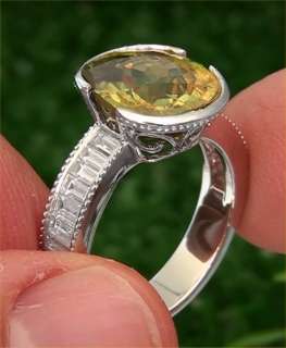 Vintage Estate 8.57 Carat Natural Sphene & Diamond Ring 14k White Gold 
