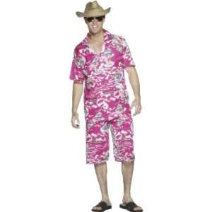    Smiffys Hawaiian Shirt And Shorts Set   Pink   MenS Toys & Games