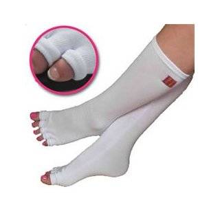 Pedisavers   Individual Toes Full Length Pedicure Socks 1 pr   White 