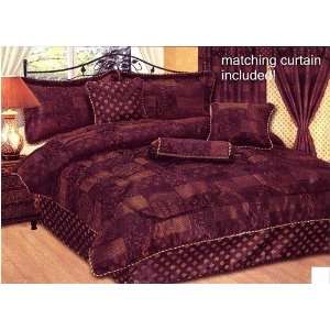   King Size Purple Bed in a Bag Comforter Bedding Set w/Curtain Home