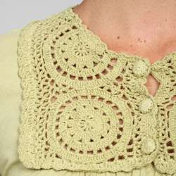 Casual Freedom Womens Crocheted Neckline Shirt  