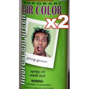 Two 3oz Cans   Spray On Wash Out Green Hair Color Temporary Hairspray 