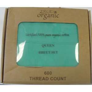  Queen Size Teal Color Certified Pure Organic Cotton 600 Tc 