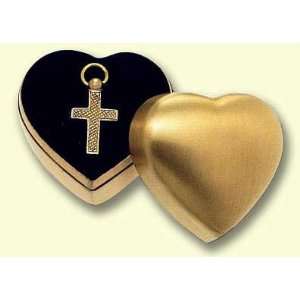  Heart Box with Polished Brass Cross Urn Pendant