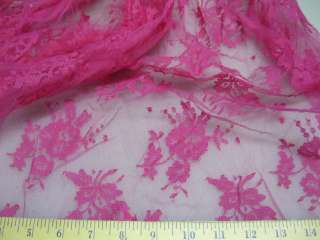 Fabric Organza Mesh Lace Fuchsia Pink Floral LC100  