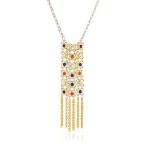  Sparkling Sage Relic Pattern Tassel Coral and Lapis Tone 
