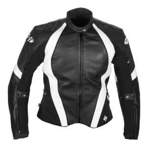 Joe Rocket Womens Aura Leather Black/White Motorcycle Jacket   Size 