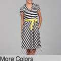 Calvin Klein Womens Black/ White Stripe Belted Dress  