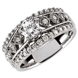  14K White Gold Royalty Diamond Wedding Ring (Center stone 
