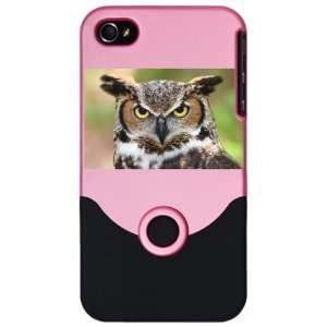  iPhone 4 or 4S Slider Case Pink Great Horned Owl 