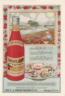 1918 Snider Catsup tomato field & oyster dish AD  