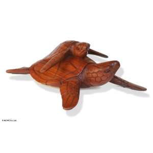  Wood statuette, Mother Turtle