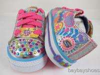 SKECHERS TWINKLE TOES LIGHT UP SILVER/NEON/PINK/YELLOW/BLUE TODDLER 