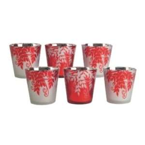   of 6 Votives with Leaf Sillouettes and Silver Lining