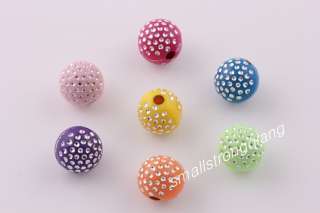   Mixed color Acrylic Loose beads Spacer findings Disco Ball charms 10mm