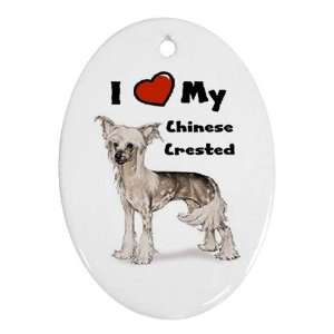  I Love My Chinese Crested Ornament (Oval)